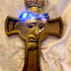 resin wall cross with LED lights and cross  figurine with a word “ BLESSED”